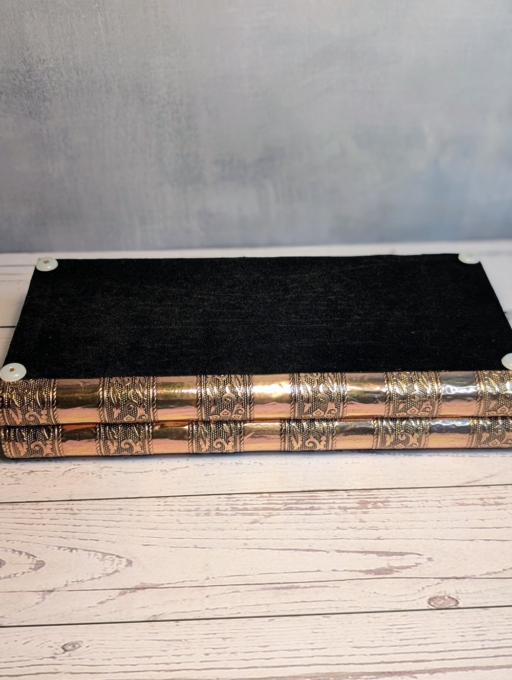 Aluminum Embossed Book Style Jewelry/Trinket Box-Rose Gold - Picture 5 of 6